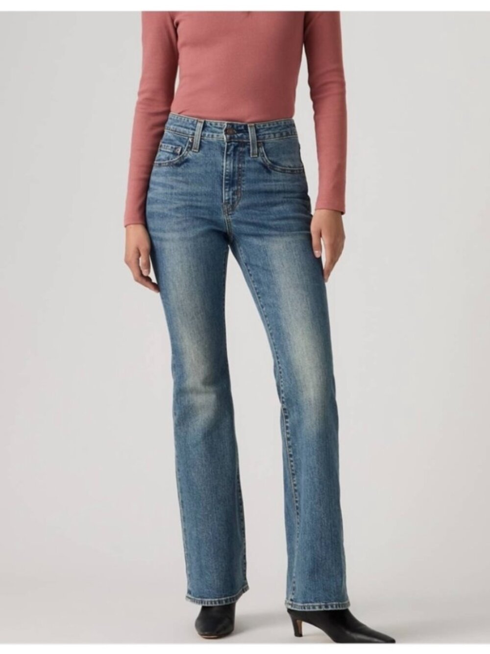 Levi's 726 High Rise Flare Jeans in Medium Blue Wash - Picture 2 of 11